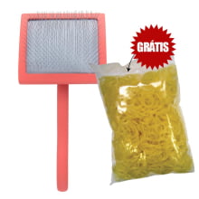 RASQUEADEIRA CORAL CURVA ESPECIAL TOP PREMIUM CERDAS ALTAS 17MM G + brinde